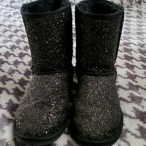 Black and gold glitter boots